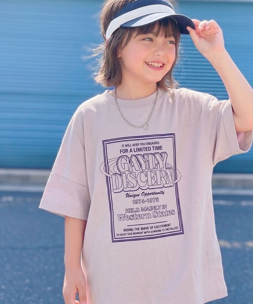 【キッズ】《JaVaジャバコラボ》親子お揃い リンクコーデできちゃう！前後2way 綿100％ロゴプリントTシャツ(半袖) jk1050136
