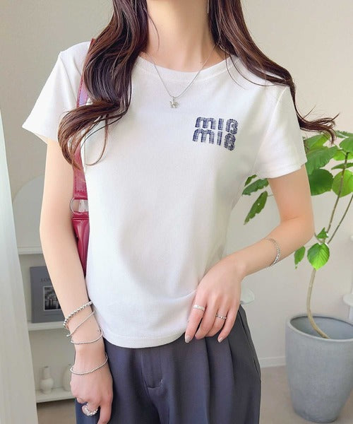 【mily bilet】スタイルよく、着心地いい。絶対使えるシンプルT♪ワッペンコンパクトTシャツ（半袖） mi1329084