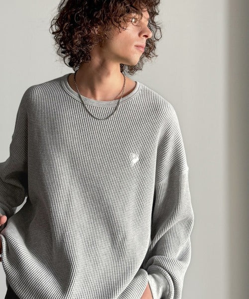 【Classical Origin】「ヘビーウェイト一択。」綿100％ワッフルクルーネックビッグTシャツ／Cotton 100% Waffle Crew Neck Big T-Shirt co0780014