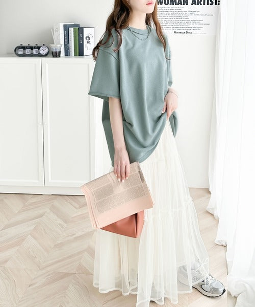 袖口くるりん。ワンポイント刺繍ハーフスリーブ裏毛Tシャツ ce1260259