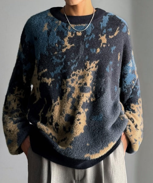 【classical origin】ニュアンス柄Wジャガードシャギーニット／Nuanced Pattern Double Jacquard Shaggy Knit ao1260497