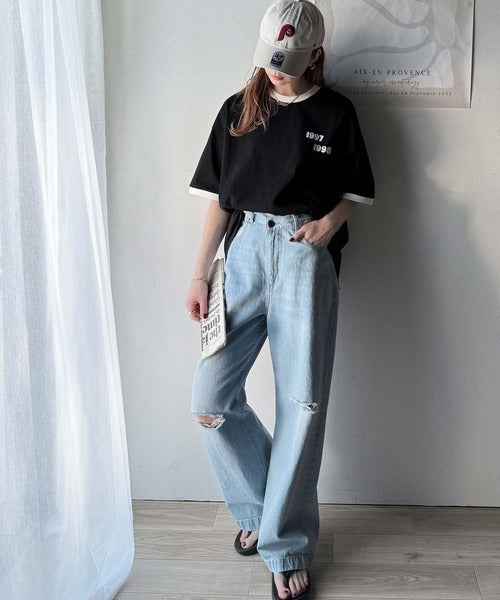 ゆるっとカジュアルに。半袖リンガーフロッキーテニスTシャツ ce1020214