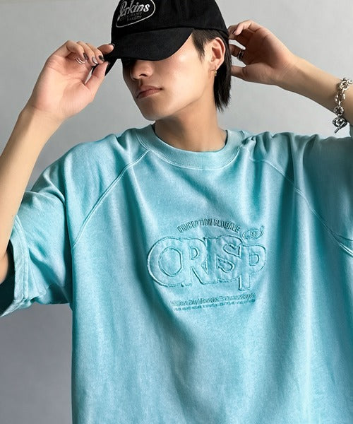 《JaVa ジャバコラボ》裾はドロストでお好みのシルエットに。ヴィンテージライクな半袖ロゴスウェット jm1029126
