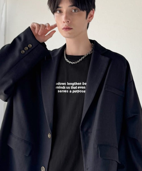 【classical origin】「シンプルが、いい」。綿100％シルケット風シンプル英字ロゴTシャツ（長袖）/ 100％ cotton simple English letters printed logo t-shirt ao1330056