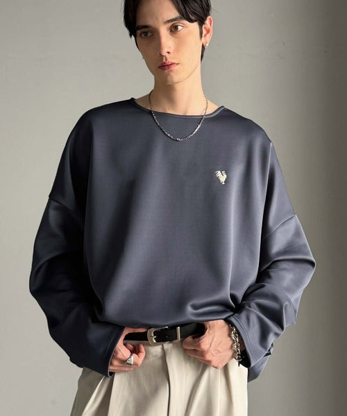 【Classical Origin】「洗練モードな一枚」。Double-Knit Fabric Thumb Hole Dolman T-Shirt／ダンボール素材サムホール付きドルマンTシャツ（長袖） co1010031