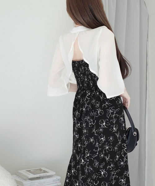 【mily bilet】透け感コーデ でつくる、映えガーリー。前後2WAY花柄シアーボレロセットアップキャミワンピース mi1139082