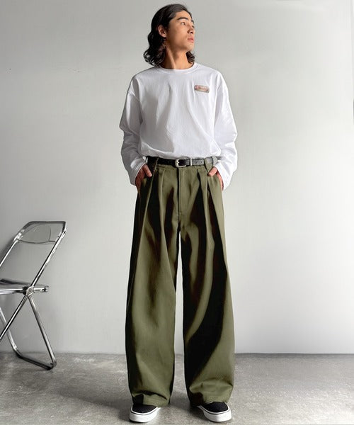【Classical Origin】「オールシーズン大活躍。」 綿100％インツータック仕様ワイドバルーンパンツ／Inverted Two-Tuck Wide Balloon Pants co0780006