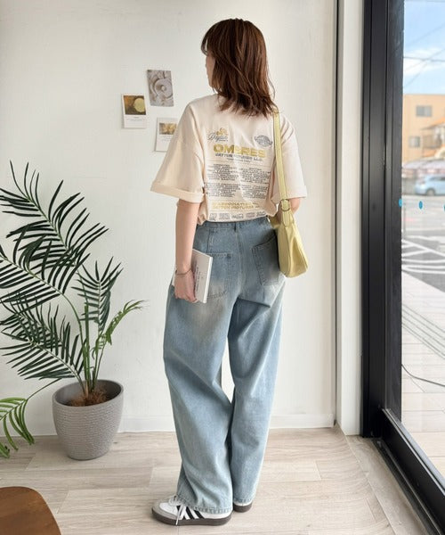 《JaVaジャバコラボ》お洒落見え抜群。大人カジュアルなゆったり半袖T。バック刺繍ビッグTEE（半袖） jv1260550