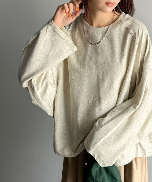 《JaVaジャバコラボ》ゆるっと大人カジュアル。綿100％ドルマンスリーブカットロンTEE（長袖） jv1260489