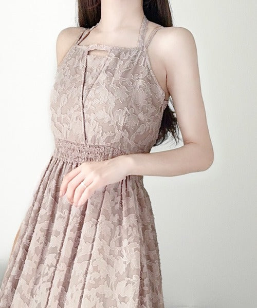 【mily bilet】華やかに魅力引き立つ。シアージャガードチョーカーキャミワンピース(ロング) mi1019067