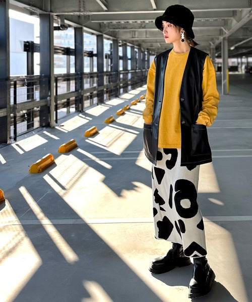 《JaVaジャバ コラボ》綿100％ピグメント加工ポケット付きロングTee jv1029002