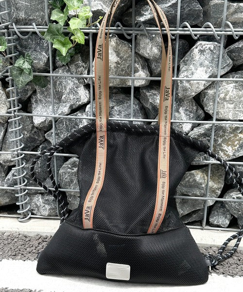 《JaVaジャバコラボ》ふたつの顔を持つ軽やかさ。ジャガードテープ使いメッシュナップザック(大容量) jv1179063