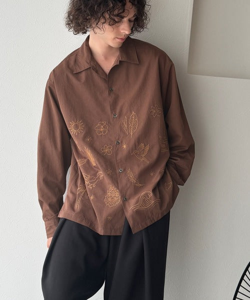 【Classical Origin】刺繍で魅せる存在感。オリジン刺繍キャンプカラーシャツ／Origin Embroidered Camp Collar Shirt co1150053