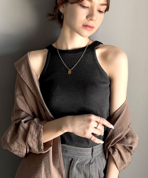 【mily bilet】シンプルに1枚でも着られる♪カップ付きテレコリブアメスリタンクトップ mi1029123