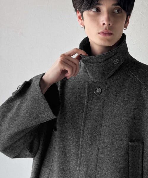 【Classical Origin】「上品さ、極まる」。ロング丈比翼2way衿ステンカラーコート／Long-length concealed 2way bal collar coat ao1265006