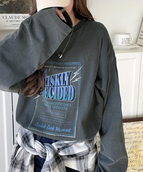 《Javaジャバコラボ》ゆるっとカジュアルに着こなす。綿100%ピグメント加工グラフィックプリントTシャツ＆ロンT(半袖)(長袖) jv1050148