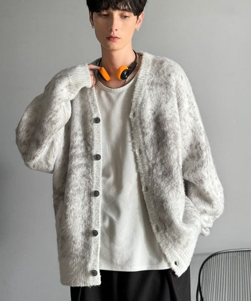 【Classical Origin】「まるで毛布。」モヘアライクシャギー素材Vネックカーディガン／Mohair-Like Shaggy Knit V-Neck Cardigan co0780003