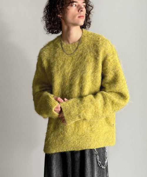 【Classical Origin】「深みのある1着。」ミックスシャギー素材クルーネックセーター／Mixed Shaggy Crew Neck Sweater co0780010