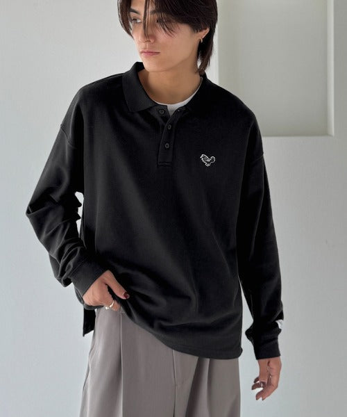【Classical Origin】「上質な日常。」胸刺繍入り鹿の子ポロシャツ（長袖）／Embroidery Basic Polo Shirt co1150052
