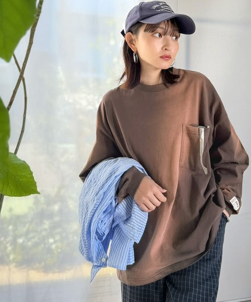《JaVaジャバコラボ》垢抜け！大人のストリートstyleを作る。綿100％スプレーダイ加工オーバーサイズTシャツ（長袖） jv1020358