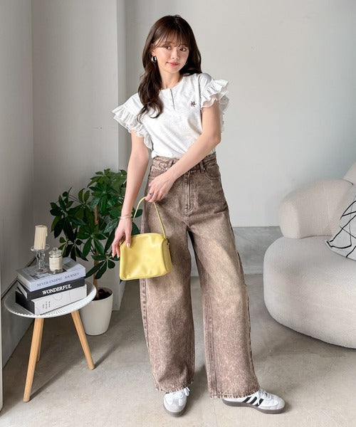 【mily bilet】ふわっと華やか、でも凛と。袖フリルコンパクトTシャツ mi1329092
