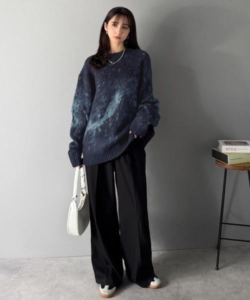【Classical Origin】「まるで毛布。」モヘアライクシャギー素材クルーネックセーター／Mohair-Like Shaggy Knit Crew Neck Sweater co0780002