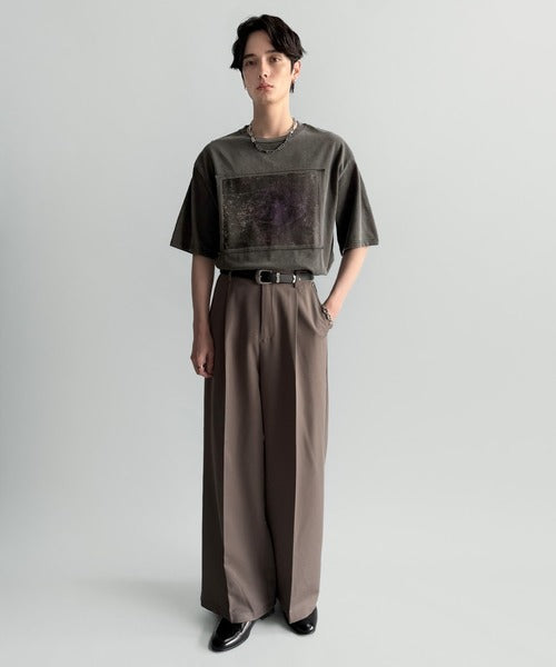 「オリジナリティ。」ピグメント加工ダブルレイヤーデザインプリントTシャツ／Pigment-Dyed Double-Layered Design Print T-Shirt co1010002