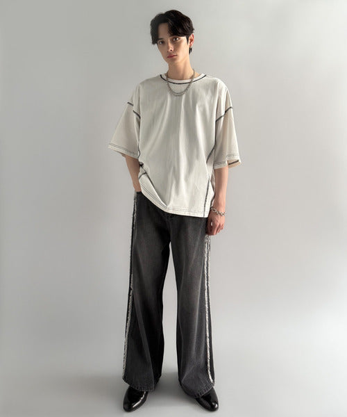 【Classical Origin】「1枚でも羽織でも。」インサイドアウト仕様2wayダブルジップTシャツ／Inside-Out Oversized Double-Zip 2way T-Shirt co1150018