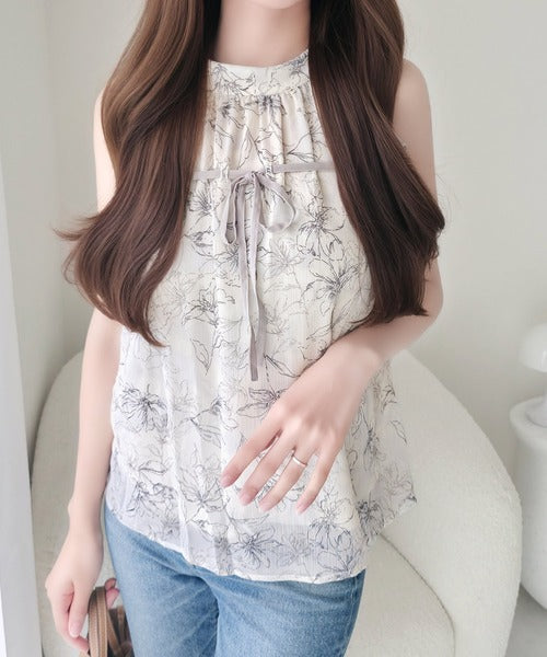 【mily bilet】洗練された大人フェミニン。アメスリ リボン付きフリルブラウス  チェック 花柄 ドット mi1019157