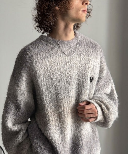【Classical Origin】「質感で魅せる。」Gradient Boucle Knit Crew Neck Sweater／ブークレー素材グラデ―ションクルーネックセーター co0780013