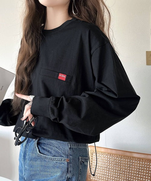 《JaVa ジャバコラボ》シンプルなのに格上げ。綿100％シルケット素材裾ドロストオーバーサイズTシャツ（長袖） jv1050408