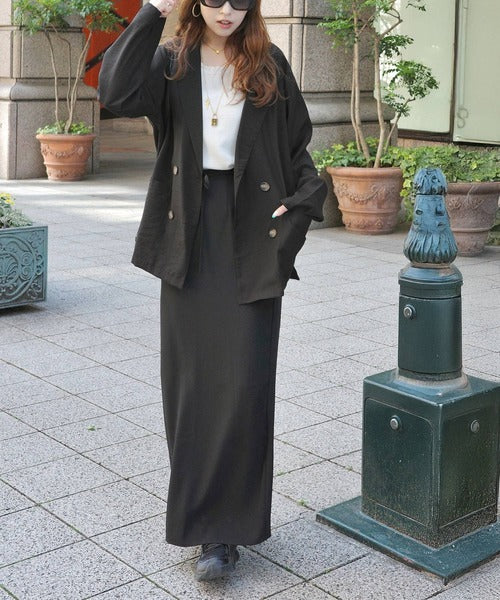 《marina×クラシカルエルフコラボ》【UVカット機能付き】余裕をまとう、さらり心地よい１枚。シアーダブルジャケット（長袖） ce1010616
