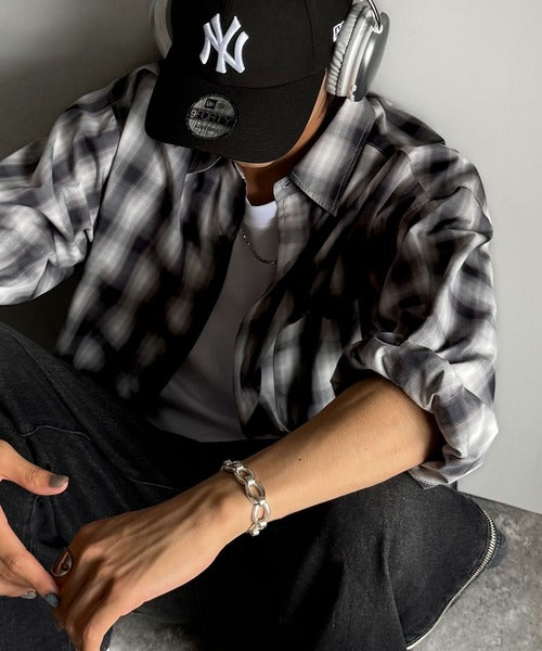 【Classical Origin】ゆとりを着る。ネーム付き胸ポケットビッグシャツ（長袖）/Brand name & chest pocket long sleeved big shirt ao1110147