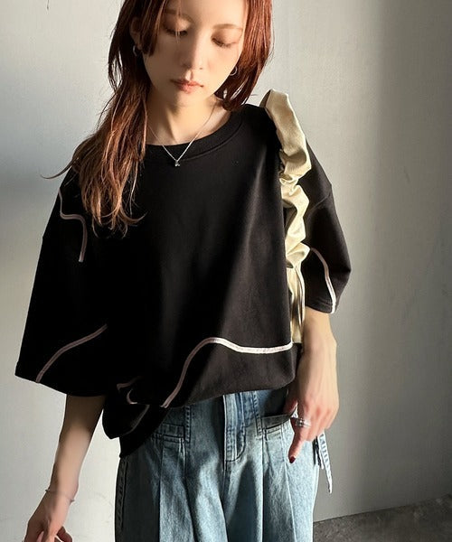 立体感のある刺繍がトレンドムード。paeanバック ウェーブコード刺繍 BIG刺繍 オーバーサイズ スウェット トップス ce1260418