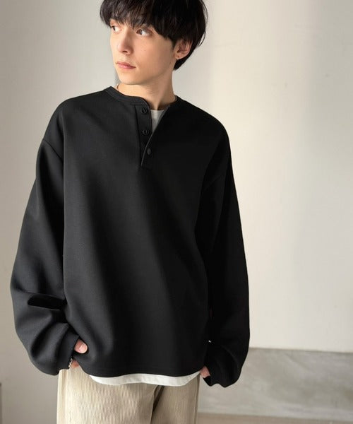 《JaVaコラボ》ラフに着るほど、サマになる。ダンボール素材ヘンリーネックTシャツ（長袖） jo1010077