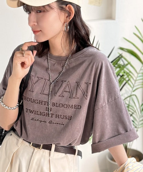 《JaVaジャバコラボ》色褪せで魅せる、ラフな品格。綿100％前後２WAYアシッド刺繍ユルTEE（半袖） jv1260544