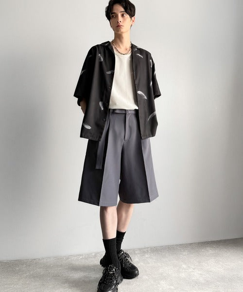 「涼やか上品。」ベルト付きルーズシルエットショートスラックス／Belted Design Loose Silhouette Short Slacks co1150020