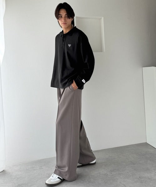 【Classical Origin】「上質な日常。」胸刺繍入り鹿の子ポロシャツ（長袖）／Embroidery Basic Polo Shirt co1150052