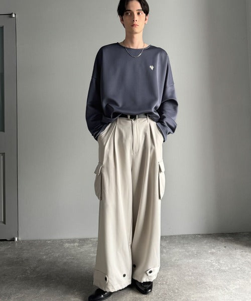 【Classical Origin】「洗練モードな一枚」。Double-Knit Fabric Thumb Hole Dolman T-Shirt／ダンボール素材サムホール付きドルマンTシャツ（長袖） co1010031