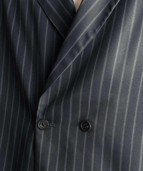 【Classical Origin】「さっと羽織れる。」ストライプ柄ドレープテーラードシャツジャケット／Relaxed Draped Tailored Stripes Shirt Jacket co1150041