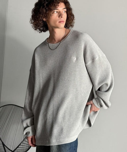 【Classical Origin】「ヘビーウェイト一択。」綿100％ワッフルクルーネックビッグTシャツ／Cotton 100% Waffle Crew Neck Big T-Shirt co0780014
