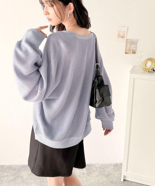 リラクシーで上品。ワッフルニットVネックカーディガン（ドルマンスリーブ） ce1050292