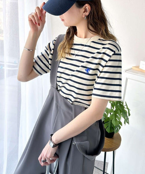 《Javaジャバコラボ》【sustaina+】大人の上級シンプル。滑らか綿100％ワンポイント刺繍Tシャツ jv1260113