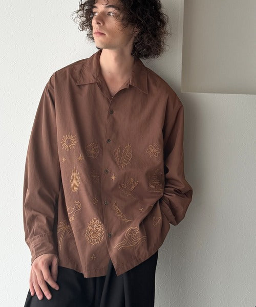 【Classical Origin】刺繍で魅せる存在感。オリジン刺繍キャンプカラーシャツ／Origin Embroidered Camp Collar Shirt co1150053