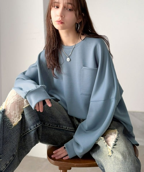 胸ポケット付きドルマンスリーブダンボールトップス / DOLMAN SLEEVE PULLOVER co1010073