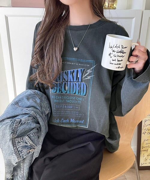 《Javaジャバコラボ》ゆるっとカジュアルに着こなす。綿100%ピグメント加工グラフィックプリントTシャツ＆ロンT(半袖)(長袖) jv1050148