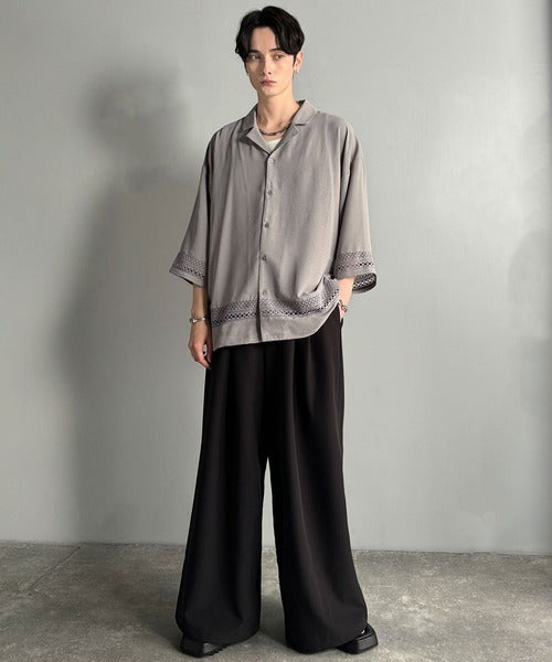 レースが語る、大人の余裕。レース切り替えオープンカラーシャツ / Lace Panel Open Collar Shirt co1010011