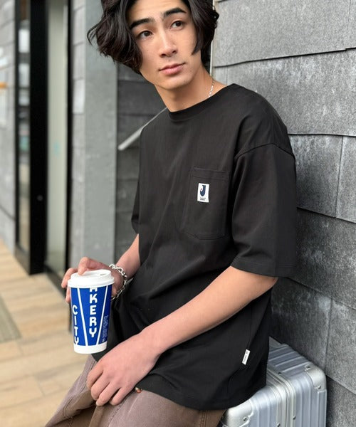 《JaVaジャバコラボ》【接触冷感・抗菌防臭機能付き】試して納得！胸ポケット付き ライトヘビーウェイト オーバーサイズTシャツ（半袖） jo1320020