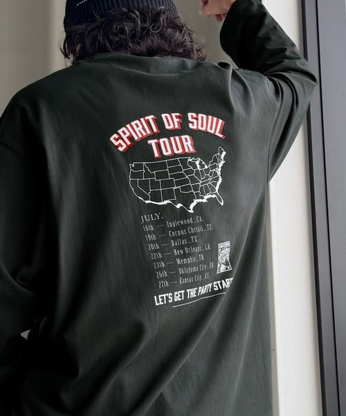 《JaVaジャバコラボ》「前後抜かりなし。」綿100%レコード盤レトロツアーロゴTシャツ（長袖） jo1150065