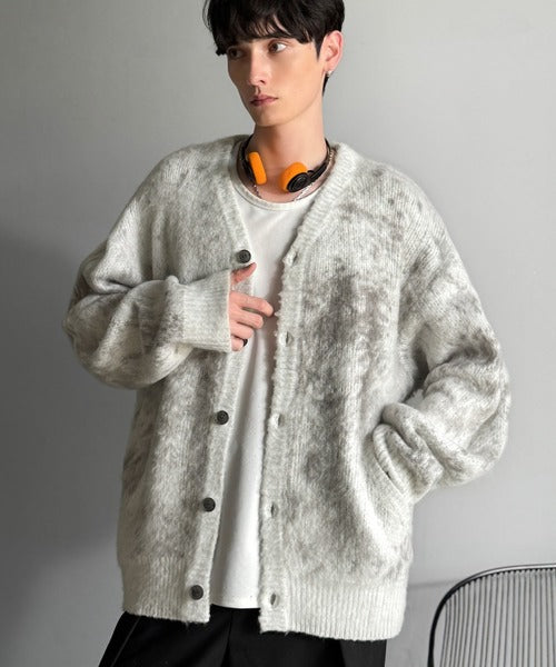 【Classical Origin】「まるで毛布。」モヘアライクシャギー素材Vネックカーディガン／Mohair-Like Shaggy Knit V-Neck Cardigan co0780003